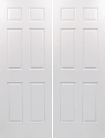 WDMA 60x80 Door (5ft by 6ft8in) Interior Swing Woodgrain 80in Colonist Hollow Core Textured Double Door|1-3/8in Thick 1