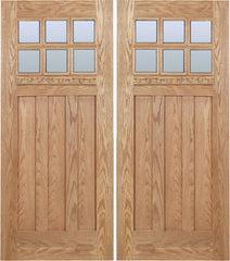 WDMA 60x80 Door (5ft by 6ft8in) Exterior Oak Randall Double Door w/ DB Glass 1
