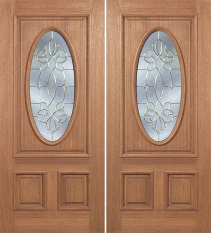 WDMA 60x80 Door (5ft by 6ft8in) Exterior Mahogany Maryvale Double Door w/ CO Glass 1