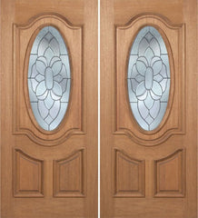 WDMA 60x80 Door (5ft by 6ft8in) Exterior Mahogany Carmel Double Door w/ BO Glass - 6ft8in Tall 1