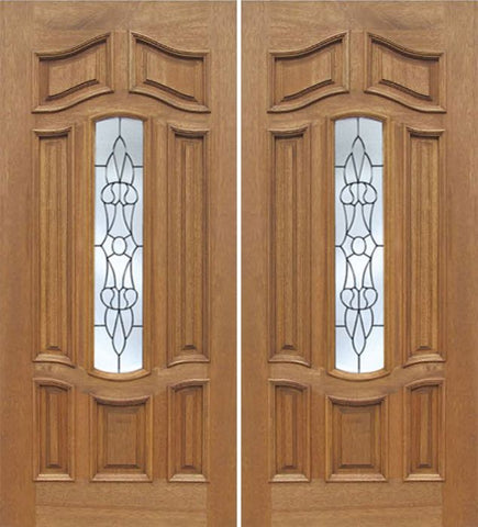 WDMA 60x80 Door (5ft by 6ft8in) Exterior Mahogany Palisades Double Door w/ L Glass 1