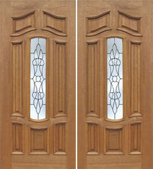 WDMA 60x80 Door (5ft by 6ft8in) Exterior Mahogany Palisades Double Door w/ L Glass 1