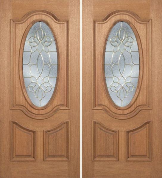 WDMA 60x80 Door (5ft by 6ft8in) Exterior Mahogany Carmel Double Door w/ CO Glass - 6ft8in Tall 1