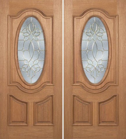 WDMA 60x80 Door (5ft by 6ft8in) Exterior Mahogany Carmel Double Door w/ CO Glass - 6ft8in Tall 1