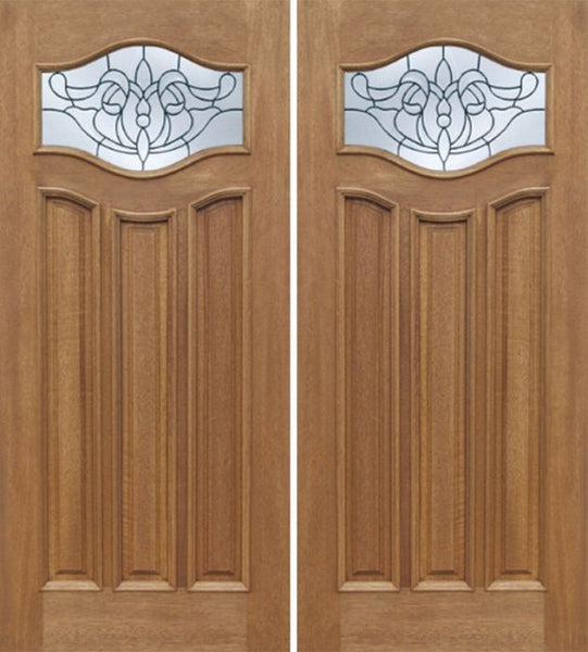 WDMA 60x80 Door (5ft by 6ft8in) Exterior Mahogany Wisteria Double Door w/ U Glass 1