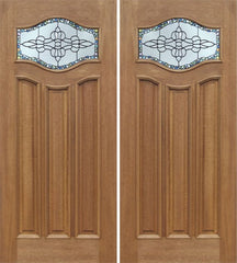 WDMA 60x80 Door (5ft by 6ft8in) Exterior Mahogany Wisteria Double Door w/ Tiffany Glass 1