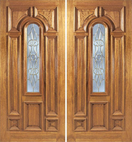 WDMA 60x80 Door (5ft by 6ft8in) Exterior Mahogany Ironbark Double Door w/ L Glass 1
