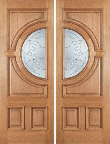WDMA 60x80 Door (5ft by 6ft8in) Exterior Mahogany Crescent Double Door w/ S Glass 1