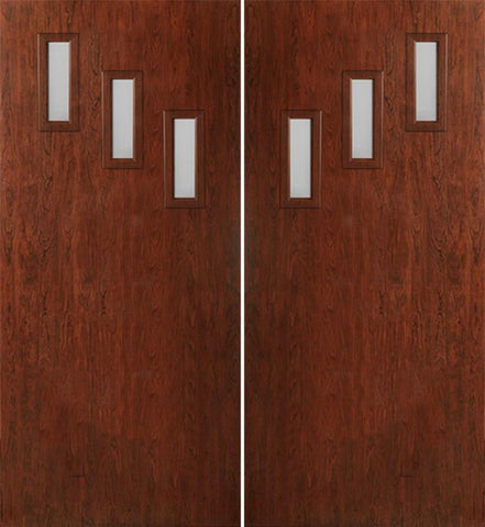 WDMA 60x80 Door (5ft by 6ft8in) Exterior Cherry Contemporary Modern 3 Lite Double Entry Door FC513 1