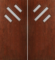 WDMA 60x80 Door (5ft by 6ft8in) Exterior Cherry Contemporary Modern 3 Lite Double Entry Door FC534 1