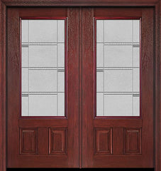 WDMA 60x80 Door (5ft by 6ft8in) Exterior Cherry 3/4 Lite Two Panel Double Entry Door Crosswalk Glass 1