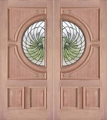 WDMA 60x80 Door (5ft by 6ft8in) Exterior Mahogany Decorative Circle Lite Double Entry Doors  1