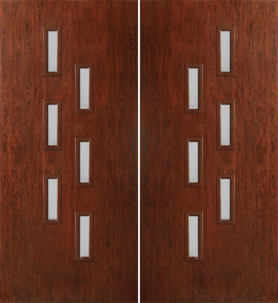 WDMA 60x80 Door (5ft by 6ft8in) Exterior Cherry Contemporary Modern 6 Lite Double Entry Door FC596 1