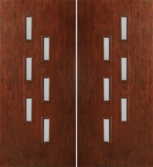 WDMA 60x80 Door (5ft by 6ft8in) Exterior Cherry Contemporary Modern 6 Lite Double Entry Door FC596 1