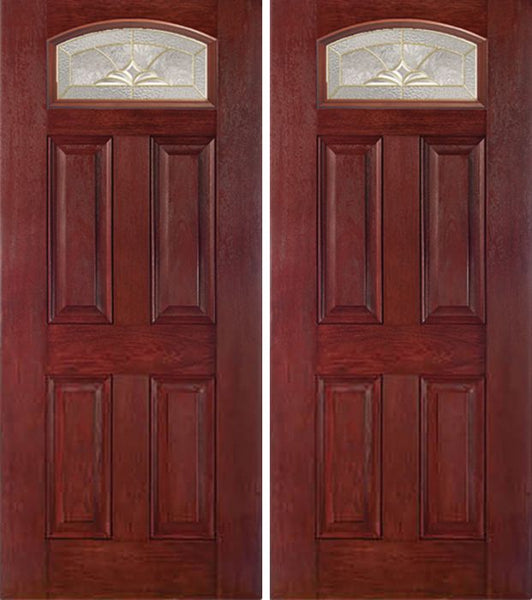 WDMA 60x80 Door (5ft by 6ft8in) Exterior Cherry Camber Top Double Entry Door HM Glass 1