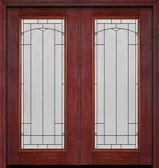 WDMA 60x80 Door (5ft by 6ft8in) Exterior Cherry Full Lite Double Entry Door Topaz Glass 1