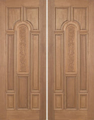WDMA 60x96 Door (5ft by 8ft) Exterior Mahogany Revis Double Door Carved Panel - 8ft Tall 1