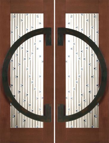 WDMA 60x96 Door (5ft by 8ft) Exterior Mahogany Pair of 2-1/4in Thick Doors Art Glass Iron Work 1