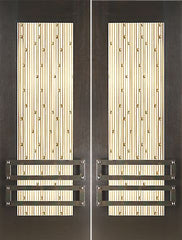 WDMA 60x96 Door (5ft by 8ft) Exterior Mahogany 2-1/4in Thick Double Doors Art Glass Iron Work 1