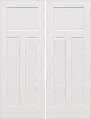 WDMA 64x80 Door (5ft4in by 6ft8in) Interior Barn Smooth 80in Craftsman III 3 Panel Shaker Solid Core Double Door|1-3/4in Thick 1