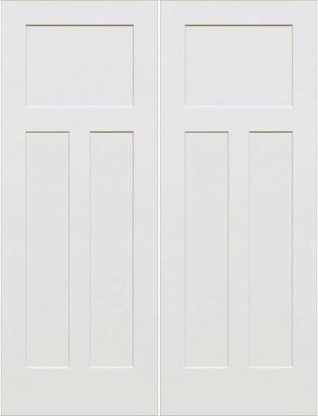 WDMA 64x80 Door (5ft4in by 6ft8in) Interior Barn Smooth 80in 3-Panel Craftsman Primed Double Door 1