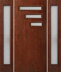 WDMA 64x80 Door (5ft4in by 6ft8in) Exterior Cherry Contemporary Modern 3 Lite Single Entry Door Sidelights FC522 1