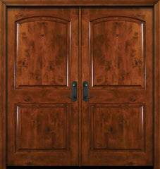 WDMA 64x80 Door (5ft4in by 6ft8in) Exterior Knotty Alder 80in Double Arch 2 Panel Estancia Alder Door 1