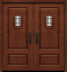 WDMA 64x80 Door (5ft4in by 6ft8in) Exterior Mahogany IMPACT | 80in Double 2 Panel Square Door with Speakeasy 1