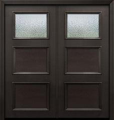 WDMA 64x80 Door (5ft4in by 6ft8in) Exterior 80in ThermaPlus Steel 1 Lite 2 Panel Continental Double Door w/ Textured Glass 1