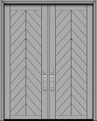 WDMA 64x96 Door (5ft4in by 8ft) Exterior Smooth 96in Double Chevron Solid Contemporary Door 1