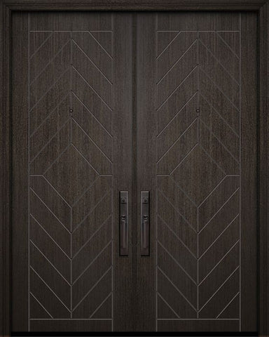 WDMA 64x96 Door (5ft4in by 8ft) Exterior Mahogany 96in Double Lynnwood Solid Contemporary Door 1
