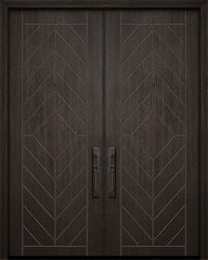 WDMA 64x96 Door (5ft4in by 8ft) Exterior Mahogany 96in Double Lynnwood Solid Contemporary Door 1