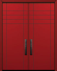 WDMA 64x96 Door (5ft4in by 8ft) Exterior Smooth 96in Double Fleetwood Solid Contemporary Door 1