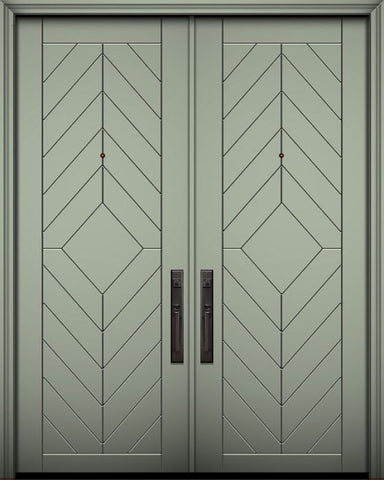WDMA 64x96 Door (5ft4in by 8ft) Exterior Smooth IMPACT | 96in Double Lynnwood Solid Contemporary Door 1