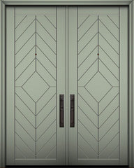 WDMA 64x96 Door (5ft4in by 8ft) Exterior Smooth IMPACT | 96in Double Lynnwood Solid Contemporary Door 1