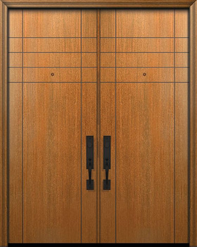 WDMA 64x96 Door (5ft4in by 8ft) Exterior Mahogany IMPACT | 96in Double Fleetwood Solid Contemporary Door 1