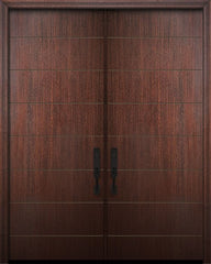 WDMA 64x96 Door (5ft4in by 8ft) Exterior Mahogany IMPACT | 96in Double Westwood Solid Contemporary Door 1
