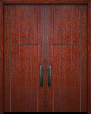 WDMA 64x96 Door (5ft4in by 8ft) Exterior Mahogany IMPACT | 96in Double Brentwood Solid Contemporary Door 1