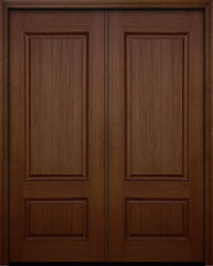 WDMA 64x96 Door (5ft4in by 8ft) Exterior Mahogany IMPACT | 96in Double 2 Panel Square V-grooved Door 1