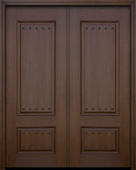 WDMA 64x96 Door (5ft4in by 8ft) Exterior Mahogany 96in Double 2 Panel Square Door with Clavos 1