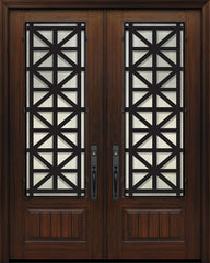 WDMA 64x96 Door (5ft4in by 8ft) Exterior Cherry IMPACT | 96in Double 1 Panel 3/4 Lite Contempo Steel Grille Door 1