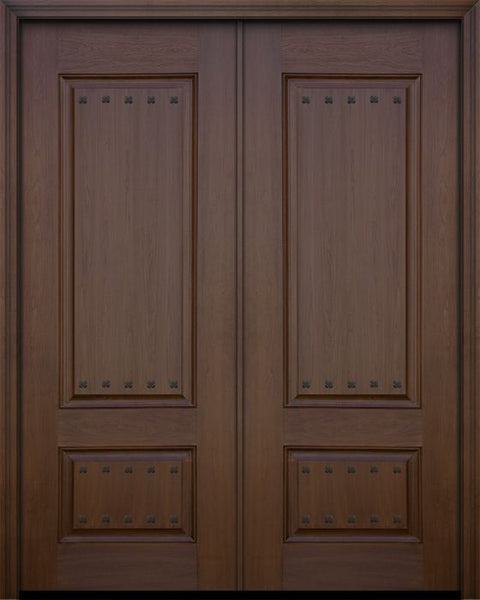WDMA 64x96 Door (5ft4in by 8ft) Exterior Mahogany IMPACT | 96in Double 2 Panel Square Door with Clavos 1