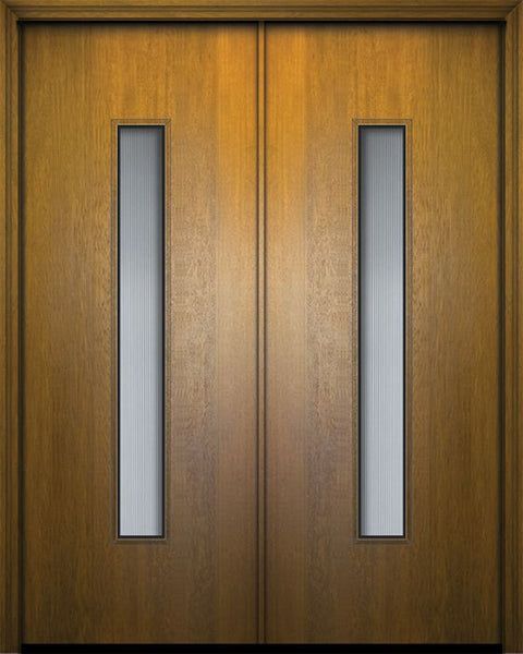 WDMA 64x96 Door (5ft4in by 8ft) Exterior Mahogany 96in Double Malibu Contemporary Door w/Textured Glass 1
