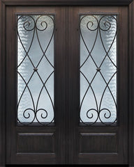 WDMA 64x96 Door (5ft4in by 8ft) Exterior Cherry 96in Double 1 Panel 3/4 Lite Charleston Door 1