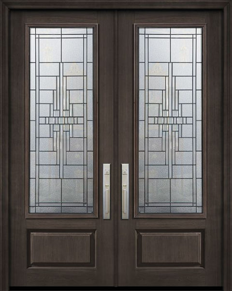 WDMA 64x96 Door (5ft4in by 8ft) Exterior Cherry 96in Double 1 Panel 3/4 Lite Remington Door 1