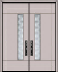 WDMA 64x96 Door (5ft4in by 8ft) Exterior Smooth 96in Double Santa Barbara Solid Contemporary Door w/Metal Grid 1