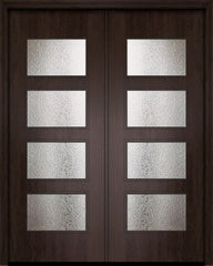 WDMA 64x96 Door (5ft4in by 8ft) Exterior Mahogany 96in Double Santa Monica Contemporary Door w/Textured Glass 1