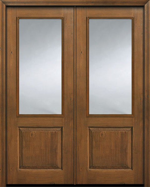 WDMA 64x96 Door (5ft4in by 8ft) Exterior Alder IMPACT | 96in Double 2/3 Lite Privacy Glass Knotty Door 1