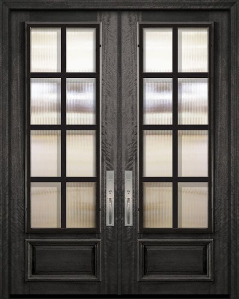 WDMA 64x96 Door (5ft4in by 8ft) Exterior Mahogany 96in Double 3/4 Lite Minimal Steel Grille Portobello Door 1