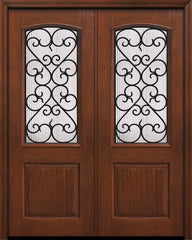 WDMA 64x96 Door (5ft4in by 8ft) Exterior Knotty Alder 96in Double 1 Panel 2/3 Arch Lite Palermo Door 1